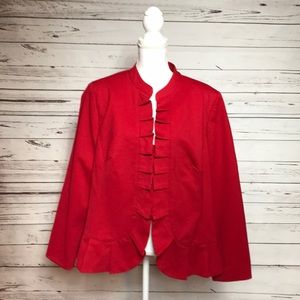 🌹INC ruffle front red lightweight jacket, 2X